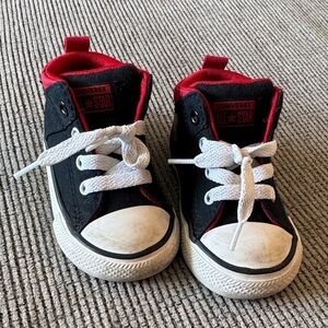 Converse Kids Black and Red High-Top Sneakers